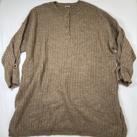 FREE PEOPLE Pullover Sweater Women's Size Medium Oversized Beige Loungewear Cozy - Picture 2 of 11